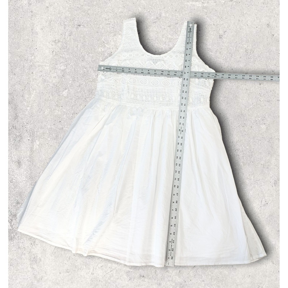 Ellos White 100% Cotton Eyelet Dress Lace Bodice Size 10 Lined Angelcore Cottage - Picture 7 of 8